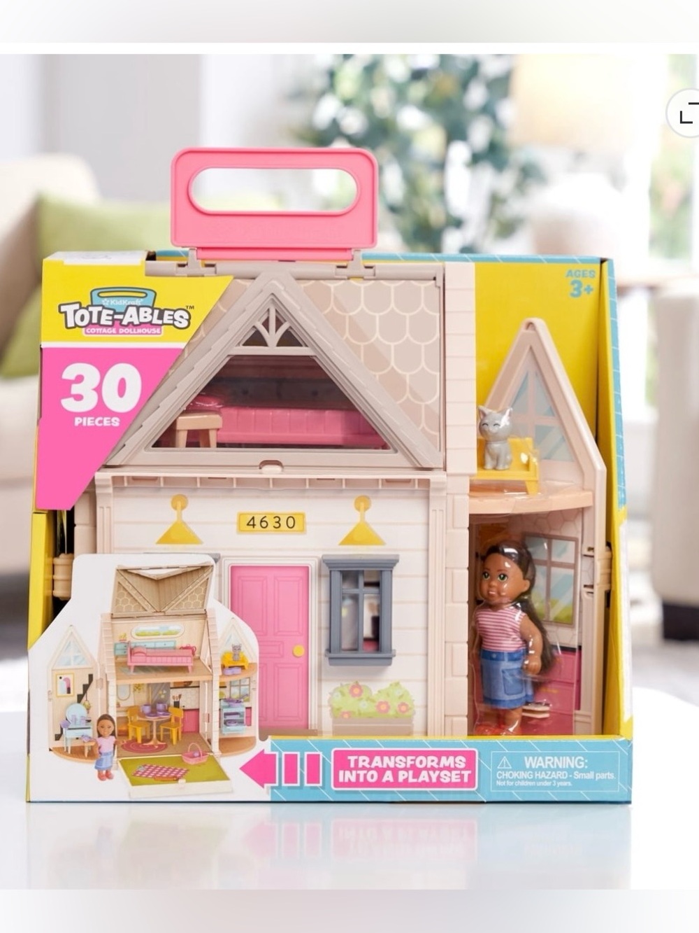 KidKraft Tote-ables Portable Cottage Dollhouse with Doll 30 Accessories